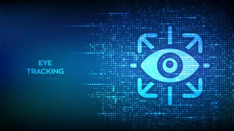 Eye tracking icon made with binary code. Gesture recognition sensor. Emotio.. Stock Illustration