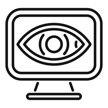Eye tracking software displaying eye on monitor screen icon Stock Illustration