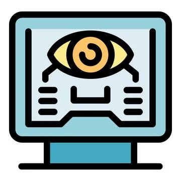 Eye tracking software showing eye on computer screen 스톡 일러스트