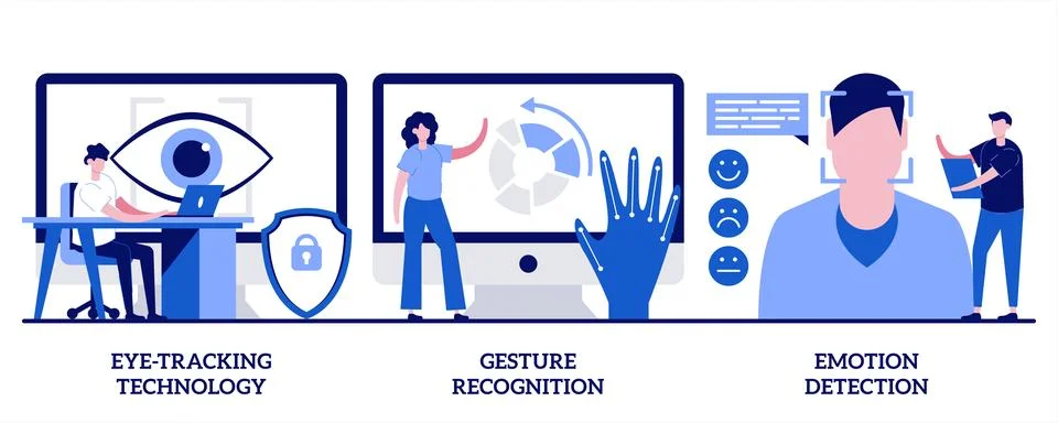 Eye-tracking technology, gesture recognition, emotion detection concept wit.. Stock Illustration