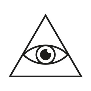 Eye in triangle simple minimalistic symbol. All seeing Illuminati eye pyramid Stock Illustration