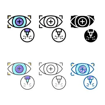 Eye types vision laser treatment color icon vector Stock Illustration