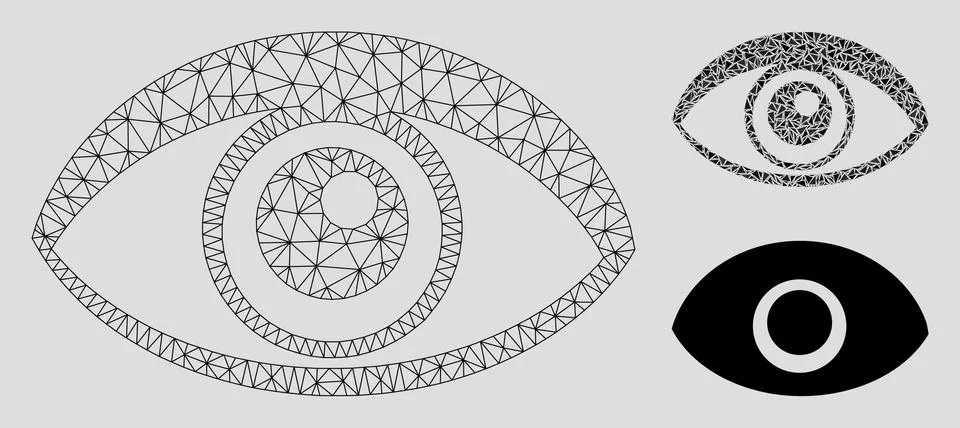 Eye Vector Mesh 2D Model and Triangle Mosaic Icon Illustrazione stock
