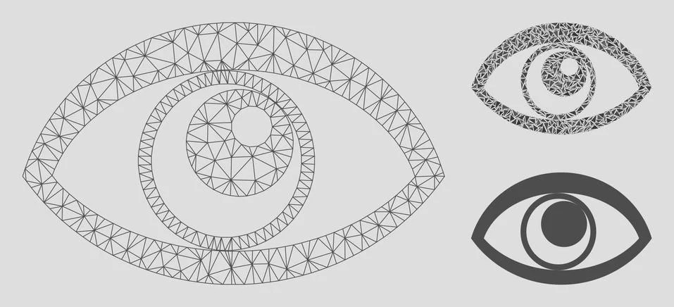 Eye Vector Mesh 2D Model and Triangle Mosaic Icon Illustrazione stock