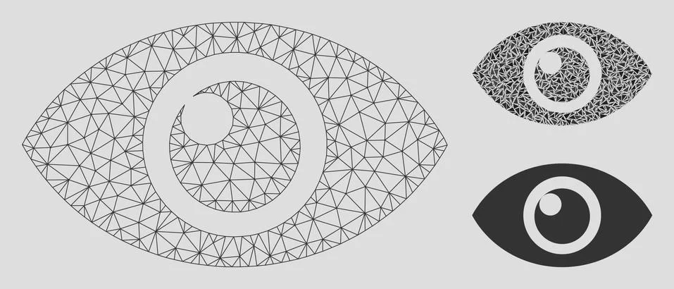 Eye Vector Mesh Carcass Model and Triangle Mosaic Icon Illustrazione stock