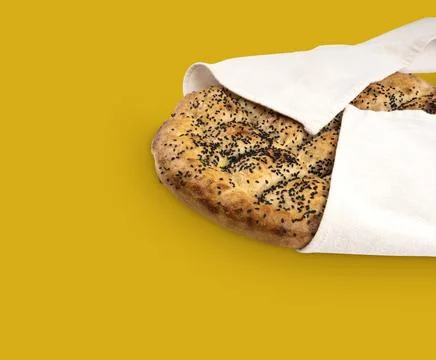 Eye view close up studio image of ramadan pide. Traditional Turkish bread Stock Photos