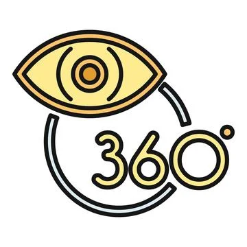 Eye viewing 360 degree panoramic virtual reality icon Illustrazione stock