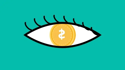 Eye Watching a Coin Stock Footage 335815007