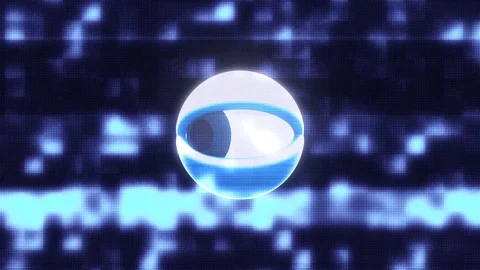 Eye watching on glitch lcd led screen display background animation seamless loop Video stock 95192296