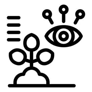 Eye watching growing plant with data analysis icon Stock Illustration