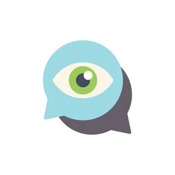 Eye watching inside speech bubble expressing concept of surveillance Stock Illustration