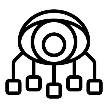 Eye watching network data flow with connected blocks Stock Illustration