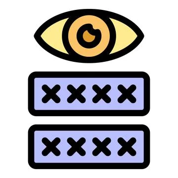 Eye watching password input fields, showing concept of security and privacy イラスト素材