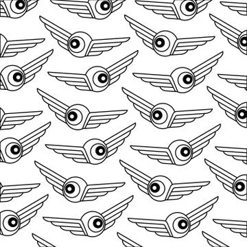 Eye with wings pattern 스톡 일러스트