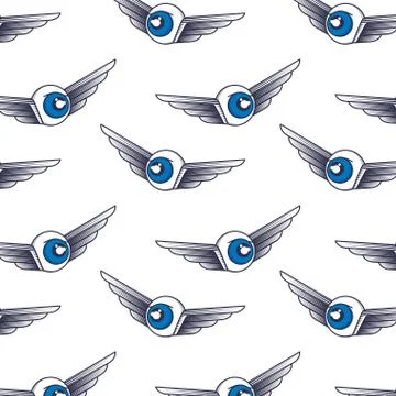 Eye with wings pattern Stock Illustration