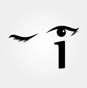Eye winking with letter i forming the eyeball Illustrazione stock