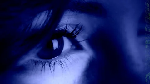 Eye woman blue macro computer symbols Video stock 44120813