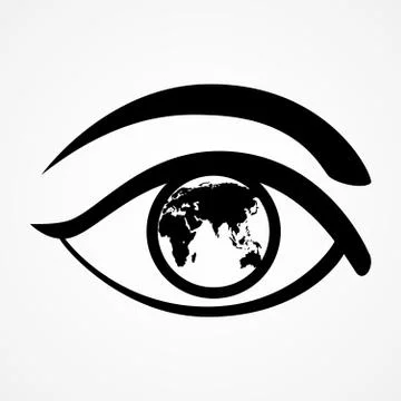 Eye With World Map Stock Illustration