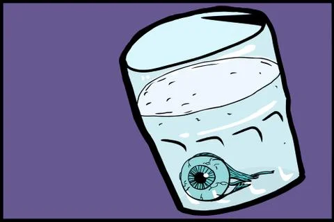 Eyeball in Cup of Water Stock Illustration