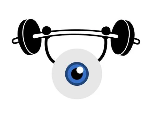 Eyeball is doing weightlifting. Exercise, care and training of eye for better Stock Illustration