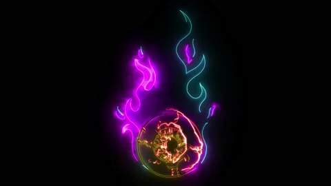 Eyeball On Fire -Eyeball with flames coming off of it. Stock Footage 140105213