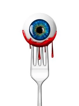 Eyeball on the fork Stock Illustration