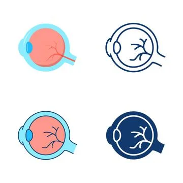 Eyeball icon set in flat and line style Stock Illustration