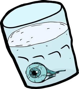Eyeball in Isolated Cup of Water Stock Illustration