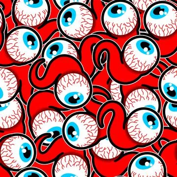 Eyeball pattern seamless. Eye and nerves anatomy background. Stock Illustration