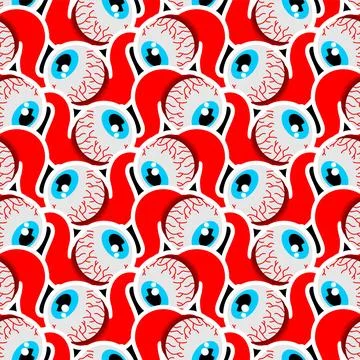 Eyeball pattern seamless. Eye and nerves anatomy background. Stock Illustration