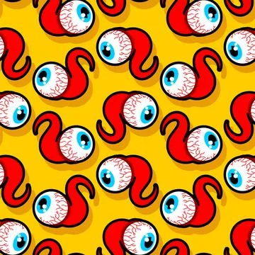Eyeball pattern seamless. Eye and nerves anatomy background. Stock Illustration