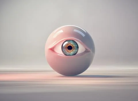 The eyeball in a pink sphere. Stock Illustration