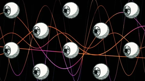 Eyeball with wave data processing - science, calculations Stock Footage 96143863
