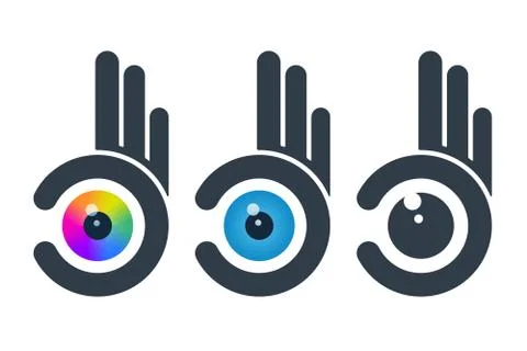 Eyeballs in abstract hands Stock Illustration