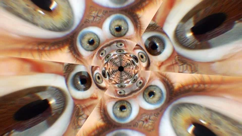 Eyeballs Blinking Bizarre Tunnel Stockbeeldmateriaal 121582402