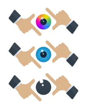 Eyeballs in hands frames Stock Illustration