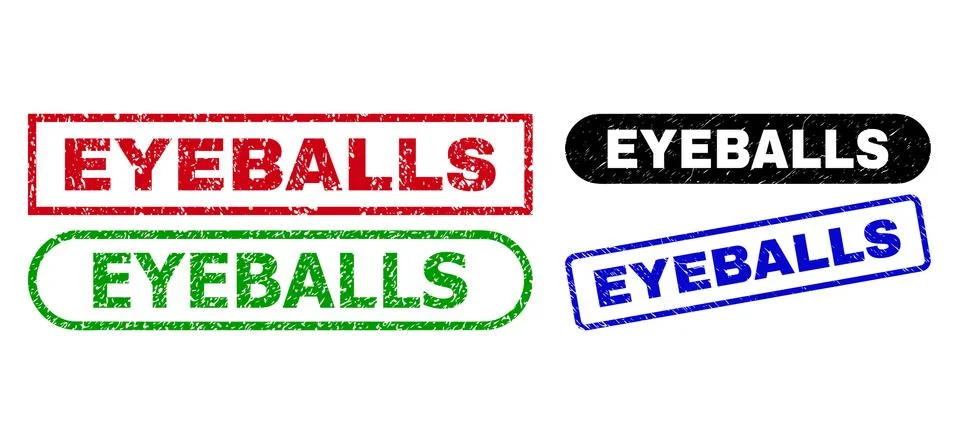 EYEBALLS Rectangle Seals Using Corroded Style Stock Illustration