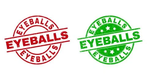 EYEBALLS Round Badges Using Distress Texture Stock Illustration