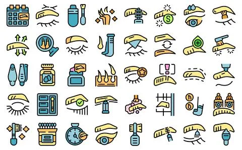 Eyebrow correction icons set vector flat Stock Illustration