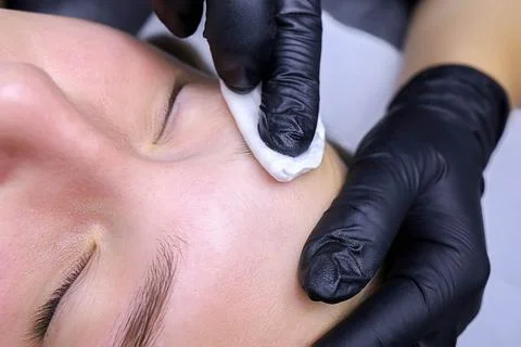 Eyebrow lamination procedure with formulations Stock Photos