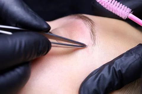 Eyebrow lamination procedure with formulations Stock Photos