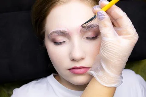 Eyebrow lamination procedure using components Stock Photos