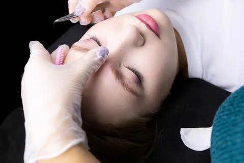 Eyebrow lamination procedure using components Stock-Fotos