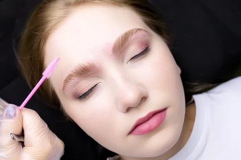 Eyebrow lamination procedure using components Stock Photos