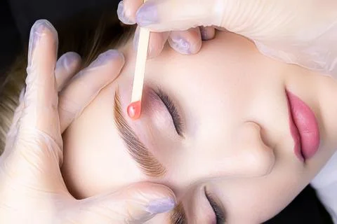 Eyebrow lamination procedure using components Stock-Fotos