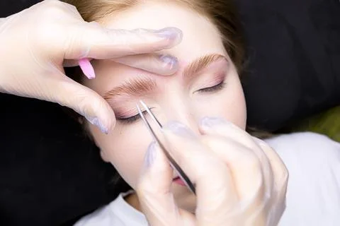 Eyebrow lamination procedure using components Stock Photos