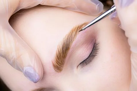 Eyebrow lamination procedure using components Stock Photos