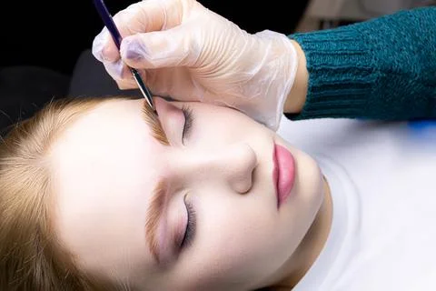 Eyebrow lamination procedure using components Stock-Fotos