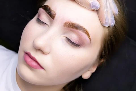 Eyebrow lamination procedure using components Stock Photos