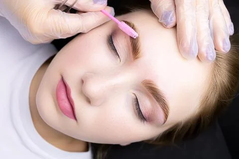 Eyebrow lamination procedure using components Stock Photos